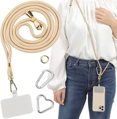 COMFOREST 便利なカラビナ付き 携帯ストラップ 首掛け スマホ ネックストラップ スマホショルダー(ベージュ)