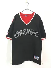 古着 90s Champion NBA Chicago BULLS ブルズ Vネック リンガー Tシャツ L 古着
