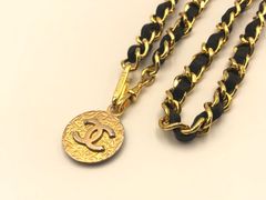 【管理番号103】 シャネル CHANEL ココマーク ココメダル レザー チェーンベルト ゴールドカラー 全長約95㎝