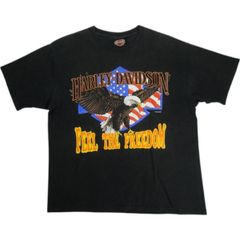 Size【L】 VINTAGE ヴィンテージ Harley Davidson ハーレーダビッドソン Eagle Feel The Freedom Tee Tシャツ 黒 【中古品-良い】 20822493