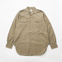 ミリタリー アーミー フランス軍 無地 長袖シャツ ベージュ  古着【UR-0148】