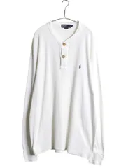 【お得なクーポン配布中!】 90s ポロ ラルフローレン ヘンリーネック 長袖 Tシャツ メンズ XL 古着 オールド ロンT リブ編み アンダーシャツ カットソー 大きいサイズ