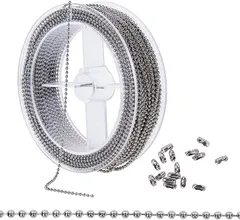 BENECREAT 全長15m玉径1.5mmボールチェーン 304ステンレス製 50個コネクタ付き キーホルダー( ボールチェーン,  1.5mm)