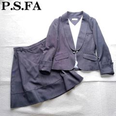 美品✨P.S.FA スカートスーツ ウール混 フレア プリーツ グレー