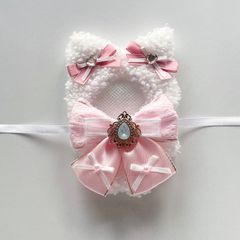 ホワイト＆ピンクねこ① にじぱぺっと ぬい服 10㎝ 着ぐるみ