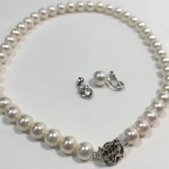 【送料無料】パールネックレス/フェイクパール/ペンダント/イヤリング/トップ/アクセサリー/3点セット/中古品