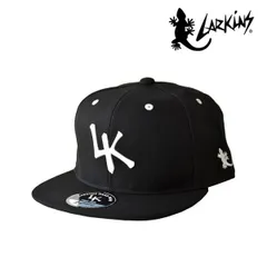LARKiNS 帽子《ブラック×ホワイト》新品 未使用 ラーキンス キャップ ストレートキャップ メンズ レディース ロゴ トカゲ 刺繍 ライセンス シール 無地 大きいサイズ 日除け 紫外線対策 【C9D】ファッション メンズ