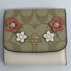 コーチ COACH 三つ折り財布 フローラル アップリケ 花柄 フラワー
