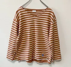 ORCIVAL オーシバル　レディース　トップス　Tシャツ　ロンT　長袖　Vネック　ドロップショルダー　ボーダー　ブランドマーク　ワッペン　オレンジ　ホワイト　バイカラー　ゆったり　日本製　フレンチブランド　ベーシック　カジュアル　シンプル　SU77h507