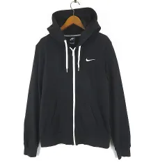 ナイキ NIKE パーカー スウェット 配色 ジップアップ フード ロゴ 刺繍 長袖 XL 黒 ブラック　白 ホワイト 大きいサイズ 国内正規品
