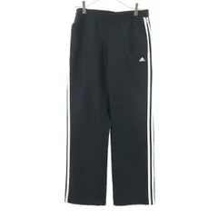 adidas アディダス ロゴプリント トラックパンツ M ブラック サイドライン メンズ 古着