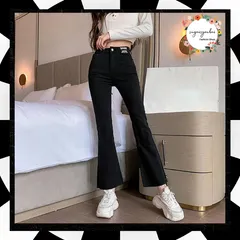 ハイウエスト デニム フレアパンツ レディース ロングパンツ ジーンズ 韓国風 オルチャン 着やせ 脚長 美脚 美尻 細身 タイト オシャレ ストレッチジーンズ スキニーパンツ 韓国ファッション 99KHFS-001