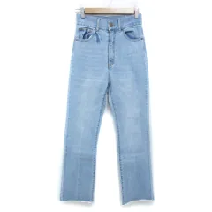 フーズフーチコ who's who Chico デニムパンツ ジーンズ フレアパンツ ロング丈 ハイウエスト フリンジ S 水色 ライトブルー /FF25