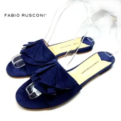 hws00163 【美品】ファビオルスコーニ FABIO RUSCONI スエード サンダル フリル EU36 フラット イタリア製 ミュール
