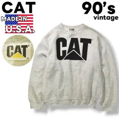【企業物】 90s ヴィンテージ USA製 キャタピラー CAT CATERPILLER ロゴ プリント スウェット トレーナー 裏起毛 XL グレー メンズのサムネイル