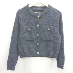 ◇ ⊇ Ada. 長袖 ニットカーディガン サイズF ネイビー レディース E  【1501160013934】