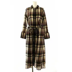 ミラオーウェン Mila Owen チェックシャツワンピース ロング 長袖 1 黒 ベージュ ボルドー /HK ■OS