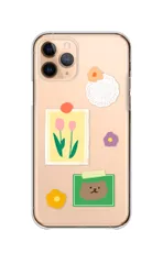 iPhone12 Pro Max ケース カバー アイフォン12 プロマックス スマホケース ハードケース ステッカー シール デコ ポップ カラフル くま 花柄 おしゃれ かわいい 透明 カラー03