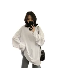 [SowClair] 長袖 Tシャツ ロンT シャツ カットソー 大きめ オーバーサイズ ゆったり 無地 シンプル レディース ユニセックス (L, ホワイト) [ホワイト] [L]