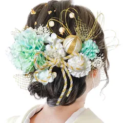 【新着商品】赤 ヘアアクセサリー 和玉 成人式 ゴールド 水引 造花飾り ヘッドパーツ あじさい ダリア 振袖 着物 卒業式 髪飾り 七五三 浴衣 袴 ドライフラワー 結婚式 かすみ草 10色展開 和装 造花 手作り [JZOON] 専用ケース付き F2002