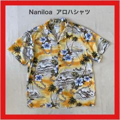 Naniioa　アロハシャツ　アロハ　ハワイアンシャツ　70S　80S　ヴィンテージ　コットンシャツ　USA製　ココナッツボタン　シャツ　半袖　ハワイアン　ハワイ　アメカジ　L