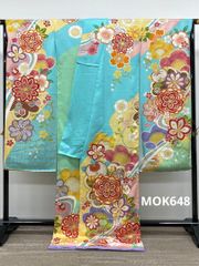 振袖 仮絵羽 金駒 金彩 大輪 牡丹 正絹 未仕立て品 八掛付き MOK449