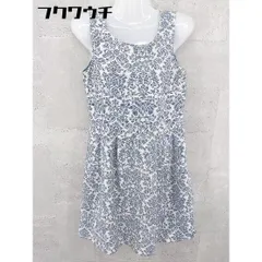 ◇ NATURAL BEAUTY BASIC 総柄 ノースリーブ ミニ ワンピース サイズM ホワイト ネイビー レディース 【中古】 【1002802504655】