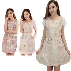 エプロン おしゃれ レディース 花柄 前掛け ノースリーブ 大人 レース フリル かわいい シンプル ショート丈 コットン 作業服 水防止 油防止 体型カバー サロペット フレア ポケット付き 送料無#luyy319