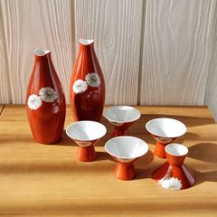 NORITAKE　ノリタケ　朱地白菊　酒器セット