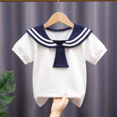 ☆ BXホワイト ☆ 130cm ☆ 子供 キッズ ブラウス オシャレ ブラウス キッズ 女の子 シャツ トップス 半袖ブラウス 半袖シャツ フォーマルブラウス 通園 通学 コットン 綿 通気性 セーラー風 ビッグ襟 おしゃれ かわいい 可愛い