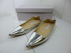JIMMY CHOO ジミーチュウ パンプス フラットシューズ ミラーレザー ATTILA MILE 247 シルバー 40サイズ 箱付