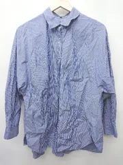 ◇ ⊂ INDIVI インディヴィ ストライプ　スナップボタン 長袖 シャツ　ブラウス サイズ38 ブルー レディース P  【1410230010134】