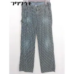 ◇ D.M.G. ドミンゴ ストライプ パンツ サイズL インディゴ アイボリー系 レディース  【1109090001092】