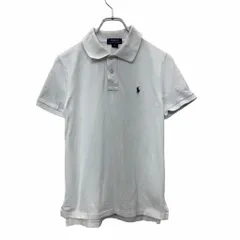 Polo Ralph Lauren 半袖 ポロシャツ L ポロラルフローレン ジュニアサイズ 刺繍 ハーフボタン ホワイト 古着卸 アメリカ仕入 t2407-3973