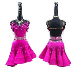 新品☆ラテンドレス☆リズム☆立体蝶々モチーフ☆社交ダンス☆ピンク