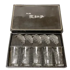 KI2 和風 花切子 グラス 小皿 5点セット 竹 松 藤 アヤメ 植物柄