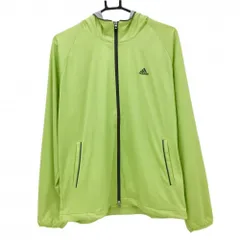 アディダス ジップパーカー ライトグリーン チェック地模様 ロゴ刺しゅう メンズ O/XG ゴルフウェア adidas