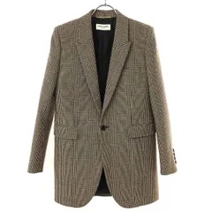 SAINT LAURENT PARIS サンローラン パリ ピークドラペル グレンチェックテーラードジャケット 634301 Y5B64 ベージュ F34のサムネイル
