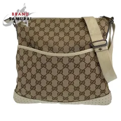 美品 GUCCI グッチ GG柄 ベージュ シルバー金具 GGキャンバス 145857 斜め掛け ショルダーバッグ メッセンジャーバッグ レディース 405827【中古】