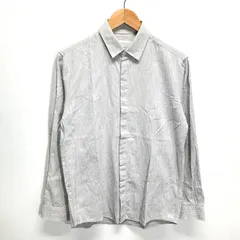 (^w^)b Calvin Klein カルバンクライン プラチナム PLATINUM 高級ライン コットン 総柄 幾何学文様 長袖 ロングスリーブ シャツ グレー メンズ M