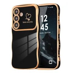 【迅速発送】ZTOFERA Samsung Galaxy S24 5G 用 ハートケース 人気 おしゃれ サムスン ギャラクシー S24 ウェーブ ケース 柔軟な TPU シリコン スマホケース メッキ加工 ソフト 軽量 耐衝撃 韓国 可愛い ケース 女子 女