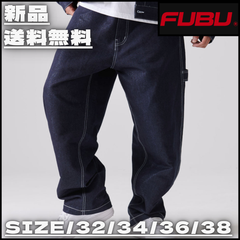 【新作】【FUBU／フブ・METALLIC DENIM PANTS ／メタリックデニムパンツ（ネイビー）】ストリートファッション Y2K HIPHOP ラッパー ユニセックス オーバーサイズ 32 34 36 38 新作入荷 少量入荷 FAM-51504