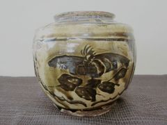 朝鮮美術 辺山作 白磁に飴釉葡萄紋大壺 送料込み260602 - メルカリ