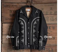 ★かっこいい 復刻 50’s 高級 ボレロ ウエスタン 刺繍 ランチウェア ジャケット 黒 S〜2XL ヴィンテージ アメカジ 大きいサイズあり★532