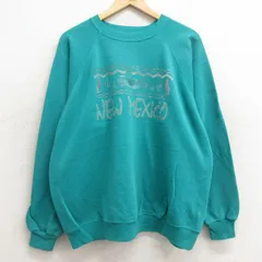 XL/古着 ヘインズ 長袖 スウェット メンズ 90s メキシコ ラグラン クルーネック 青緑系 24sep09 中古 スエット トレーナー トップス