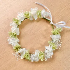 ベビー キッズ 花冠 はなかんむり〈グリーン〉