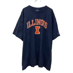 Champion 半袖 プリントTシャツ 2XL ネイビー チャンピオン プルオーバー ワンポイント刺繍ロゴ 古着卸 アメリカ仕入 a706-5755