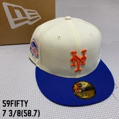 《NEWERA》ニューエラ　ニューヨーク　メッツ　59FIFTY　2トーン　キャップ　オフホワイト　ブルー　オレンジ　つば裏　グリーン　千賀滉大選手所属　7 3/8