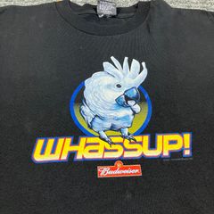 0102 00ｓ　XL　黒　バドワイザー　オウム　１羽単体　ビンテージ　WhassUP Budweiser