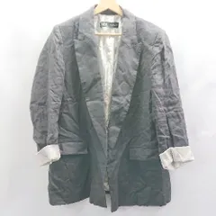 ◇ ⊂ ZARA ザラ 麻混合 長袖 ジャケット サイズL チャコールグレー レディース E  【1504240013862】